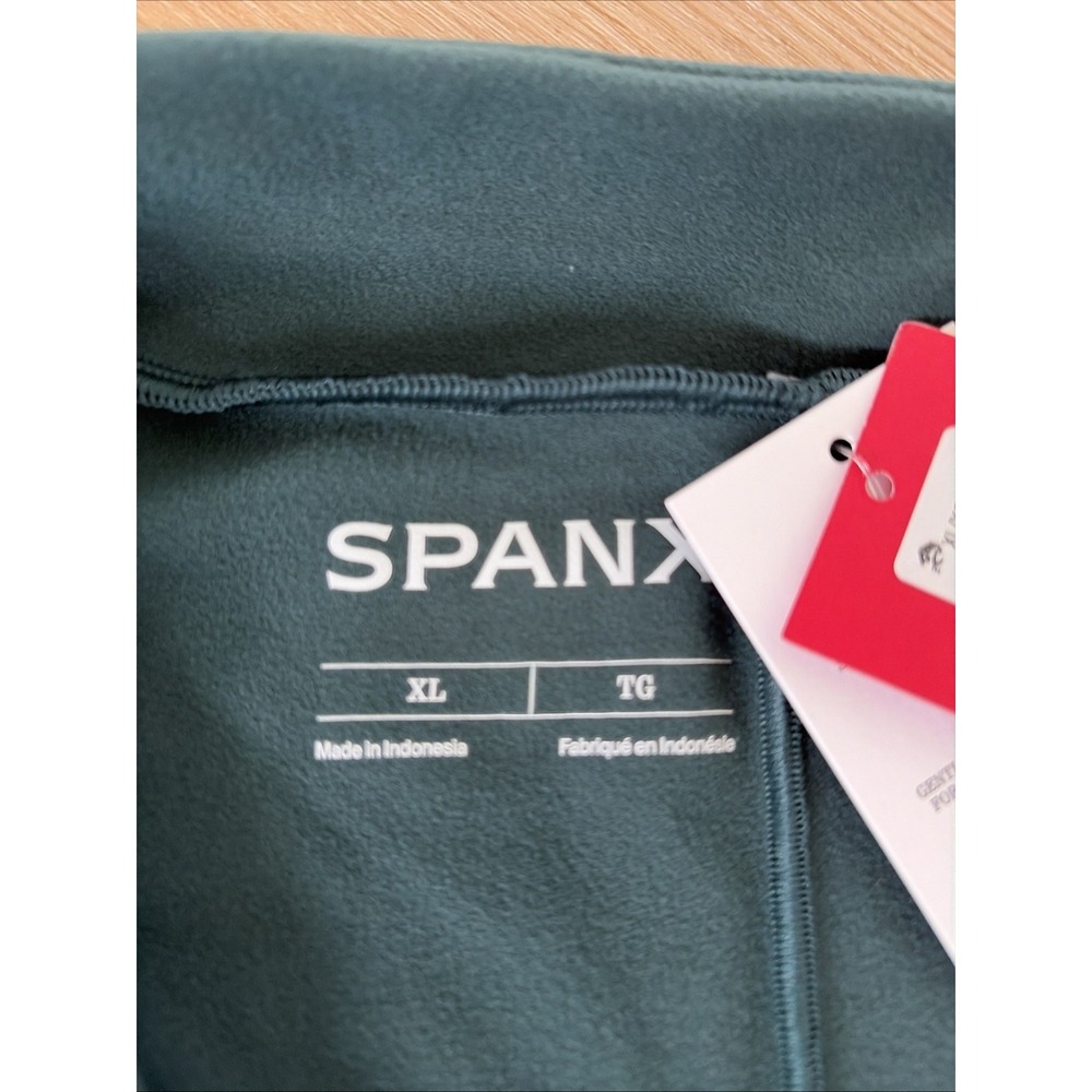 Spanx Active Brushed Track Jacket Size XL Green Full Zip Pockets Stretch Gym - Picture 2 of 6